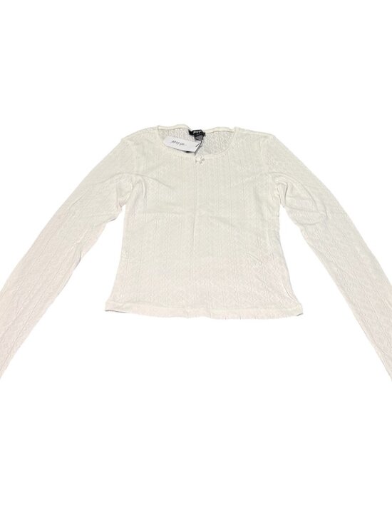 NWT Nasty Gal Y2K Coquette Preppy Pointelle Lace Trim Long Sleeve Top Size 4 - Picture 3 of 5